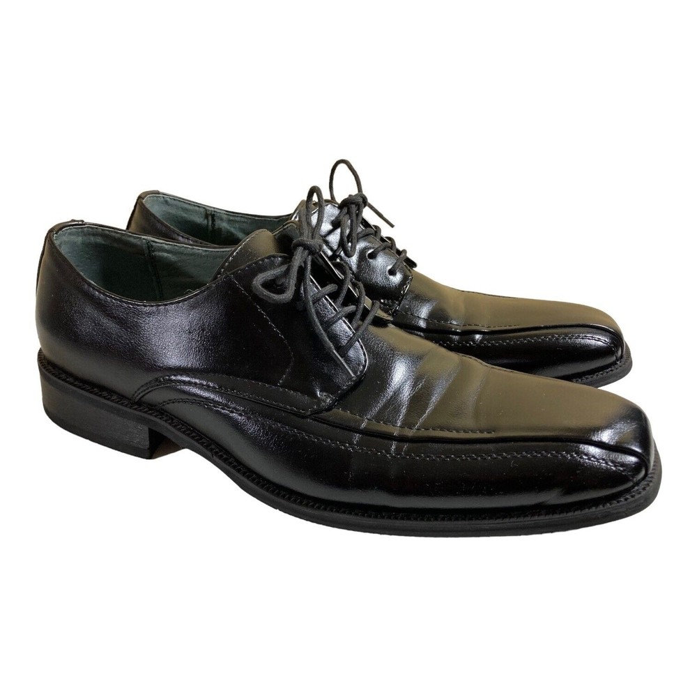 JF J Ferrar Men 11M Black Derby Lace Up Bicycle Toe Dress Shoe 014-2902